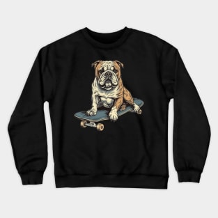 Bulldog on a skateboard Crewneck Sweatshirt